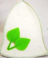 Шапка для бани С березовыми листочками, белая, Жар-Банька шапка для бани с березовыми листочками, белая, жар-банька