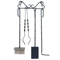 Набор для камина настенный (4 предмета) 85см черный, Банный Эксперт набор для камина настенный (4 предмета) 85см черный, банный эксперт