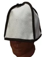 Шапка для бани и сауны "Нежность", хлопок, (коричневый кант), Бацькина баня шапка для бани и сауны "нежность", хлопок, (коричневый кант), бацькина баня