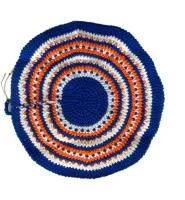 коврик для бани банибо №4 ручной работы, акрил, синий/оранжевый/белый, банный перец