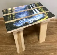 Табурет №4 "Водопад в горах" (липа),45х*29х38, ПЭМ табурет №4 "водопад в горах" (липа),45х*29х38, пэм