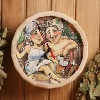 Часы "Бочонок - Парочка" №4 с рисунком, липа, Добропаровъ часы "бочонок - парочка" №4 с рисунком, липа, добропаровъ