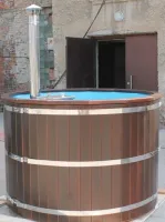 фурако standsrt круглая 150*78*120*4 см с пластиковой вставкой, встроенная печь,темный орех #