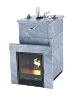 Печь для бани ИзиСтим Сочи Premium в четырехстороннем кожухе закр. верх из талькохлорита печь для бани изистим сочи premium в четырехстороннем кожухе закр. верх из талькохлорита