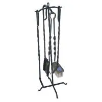 Набор для камина на стойке большой (4 предмета) 85см черный, Банный Эксперт набор для камина на стойке большой (4 предмета) 85см черный, банный эксперт