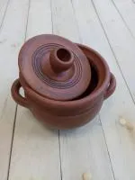 Горшок глиняный для запекания 0,5л, с ручками, ручная работа, ШД горшок глиняный для запекания 0,5л, с ручками, ручная работа, шд