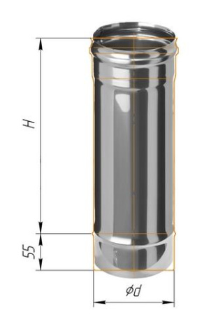 дымоход феррум нержавеющий (430/0,8 мм) ф130 l=0,25м #